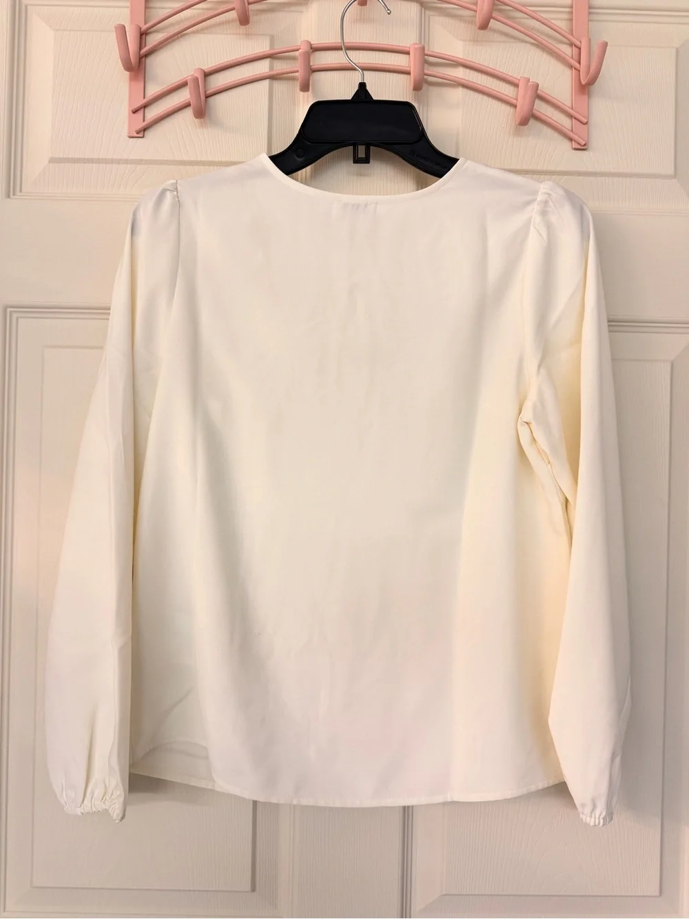 J. Crew Ivory Long-Sleeve Keyhole Blouse